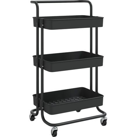 Maison Exclusive - Carrello da Cucina 3 Ripiani Nero 42x35x85 cm Ferro e ABS