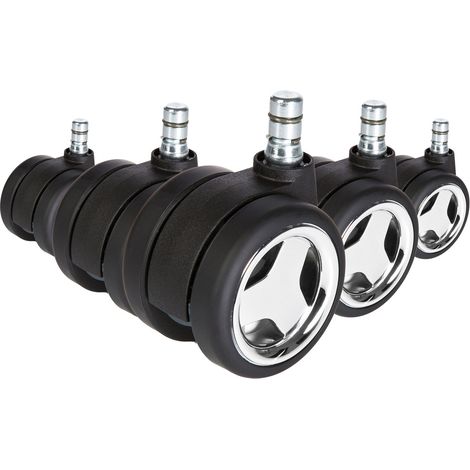 5x Hartbodenrollen ROLO GAME 11mm / 60mm Büro-Stuhl-Rollen No-Noise (5er Pack) hjh OFFICE