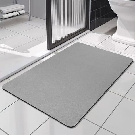 Ecleanfy - Tapis de bain antidérapant et super absorbant en terre de diatomées, 4060cm, doux et à séchage rapide, gris. (1/5)