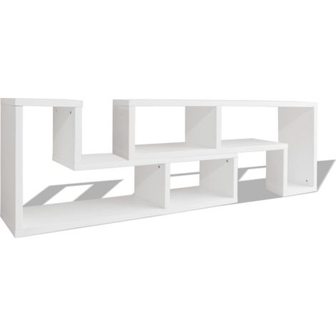 Meuble télé buffet tv télévision design pratique double en forme de l blanc (1/5)