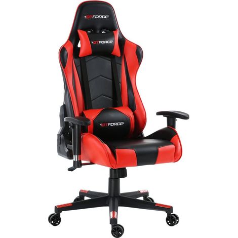 GTFORCE PRO FX LEATHER RACING SPORTS OFFICE CHAIR IN BLACK AND RED (1/5)