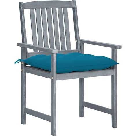 Lot de 8 Chaises de jardin et de camping avec coussins, Chaises de relaxation, Bois d'acacia solide Gris OIB1940E (1/5)