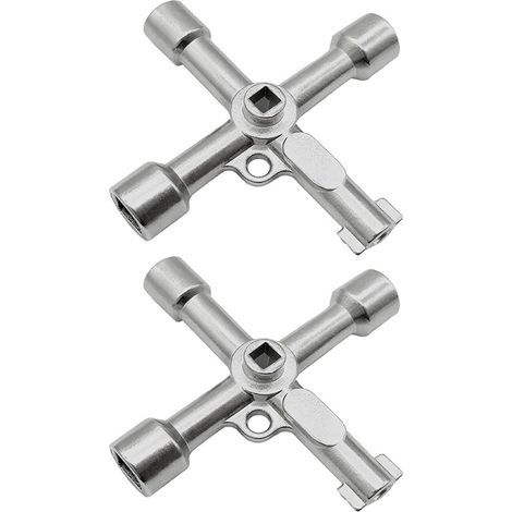 2 Pièces Clé Multifonction à 4 Voies en Alliage, Clé Multifonction à 4 Voies, Clé à Molette Triangulaire, pour Compteurs d’Eau et de Gaz, Outil Pratique Radiateurs, Ascenseurs et Vannes (1/5)