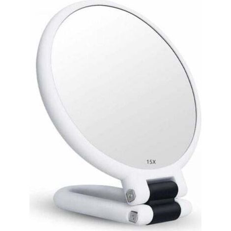 Miroir grossissant 15x miroir pliant double face avec poignée, miroir de maquillage de poche miroir teinté miroir pliant de coiffeur adapté à divers détails de maquillage (1/5)