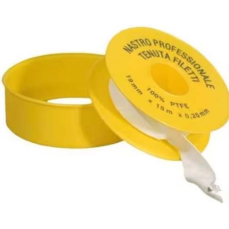 Nastro teflon P.T.F.E. professionale GIALLO 19mm x 15m x 0,20mm 00420 (1/2)