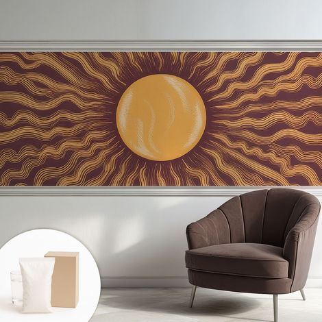 Papier peint décoratif avec colle pour salon, chambre à coucher et bureau – Design moderne et facile à poser Rayons de soleil 250x104 cm (1/5)