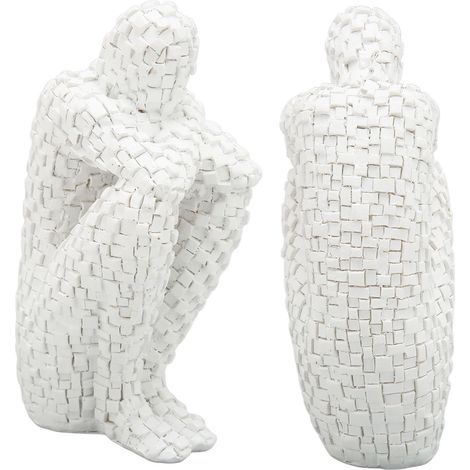 Sculpture abstraite en mosaïque, serre-livres écologique en résine blanche, statue en mosaïque représentant un penseur, convenant aux chambres, bibliothèques et bureaux.