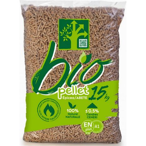 Sac de pellets granulés bio 15kg – 100% naturel – Pouvoir calorifique 5.2 Kwh/Kg – Cendres 0.4% – Certifié A1 – P. Outillage (1/4)