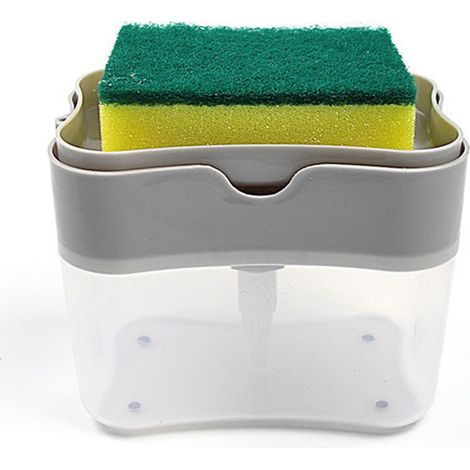 Distributeur de savon avec porte-éponge, distributeur de savon 2 en 1 pour évier, distributeur de savon de cuisine à poser avec égouttoir, distribution facile-AquaForge (1/5)