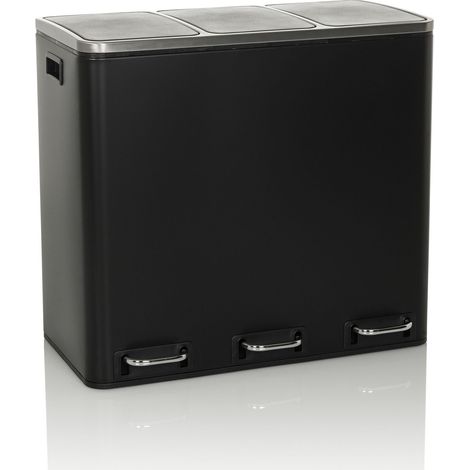 Abfallsammler / Mülltrennsystem Clean 9 - 54L (3x18L) Stahl schwarz hjh OFFICE