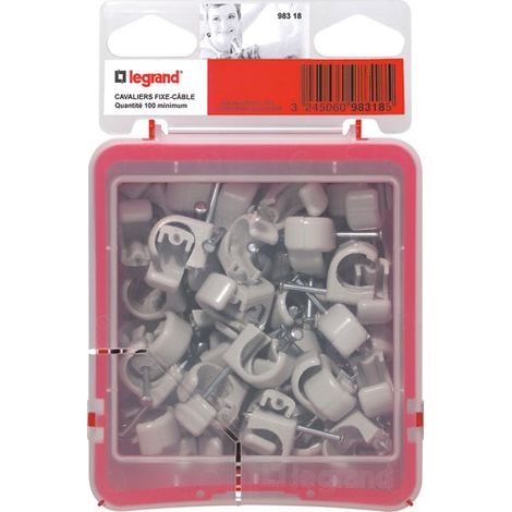Legrand - Cavaliers Multifix x 100 - souples - Pour câble Ø14mm à Ø20 mm - Gris (1/5)