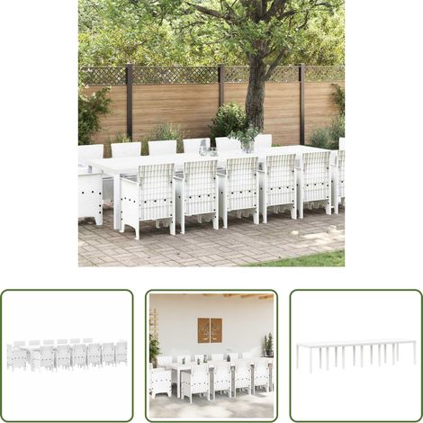 Freiluft Essplatz - Garten Essgruppe 15 pcs Weiß Polt Rattan (1/5)