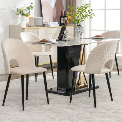 chaise salle a manger velours pieds réglables beige OKMYHOME (1/5)
