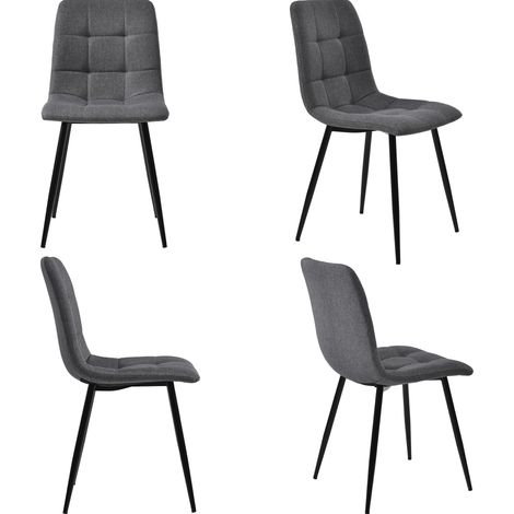 Conjunto de comedor 5 piezas mesa redonda 100 cm con 4 sillas gris HOMVRA (1/5)