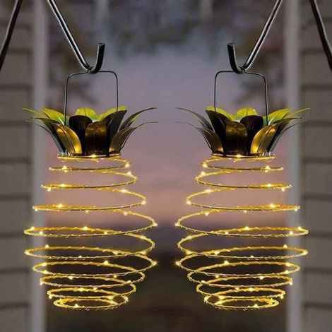 Lot de 2 lampes solaires décoratives étanches pour jardin, lumière chaude avec pieu pour pelouse et extérieur. (1/5)