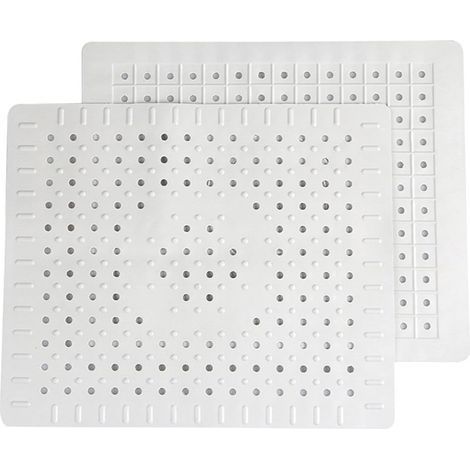 Set mit 2 weißen Abtropfmatten aus Gummi für Küchenspülen mit Abflusslöchern (1/4)
