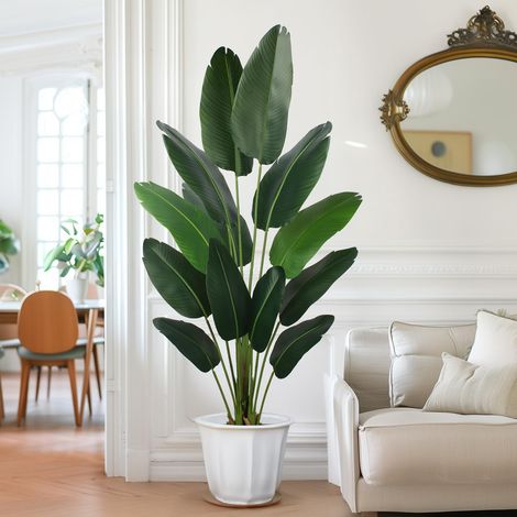 Plante artificielle oiseau de paradis de 1,8 m de haut pour intérieur et extérieur, faux palmier avec pot en plastique pour décoration de bureau et de maison, L180 (1/5)