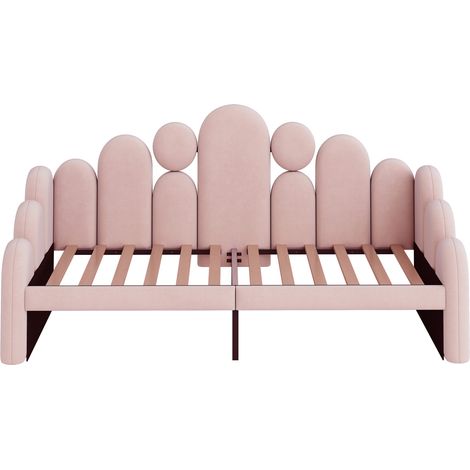 CHICFURN Sofá cama multifuncional 180x200 cm con cama para mascotas, terciopelo rosa, dos camas individuales unibles, para salón y dormitorio, fácil de limpiar (1/5)