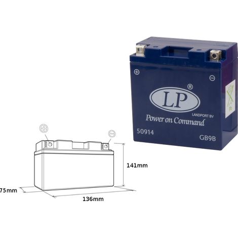 Batería de gel Landport 12V 9Ah AGM sin mantenimiento MG LTX9A-4 136x75x141