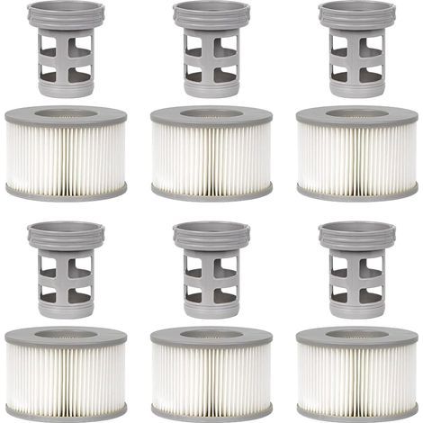 Lot de 6 Accessoires de Spa pour MSP, Comprend 6 adaptateurs de Base à Visser de Rechange, 6 filtres de Piscine gonflables à Ressorts Chauds, Filtre de Piscine de Type Spa ondulé (1/5)