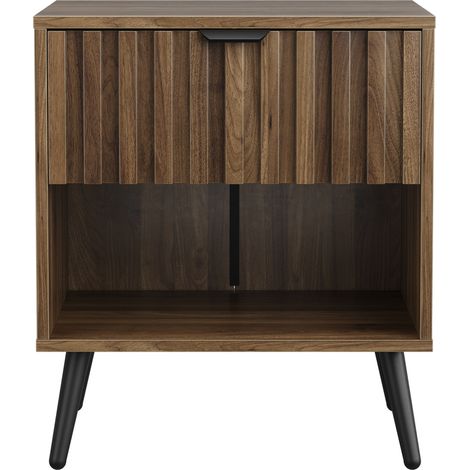 Moderner Nachttisch mit Schublade aus MDF in Walnussoptik 45 x 40 x 53 cm, 1 Stück (1/5)