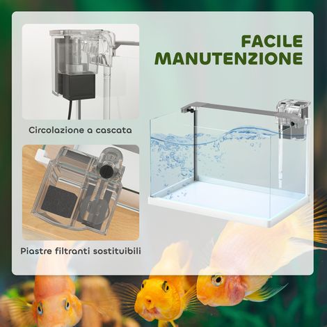 Aquarium en verre de 20 L avec éclairage LED. filtre et pompe à eau. 38 x 26 x 27 cm. blanc (1/5)