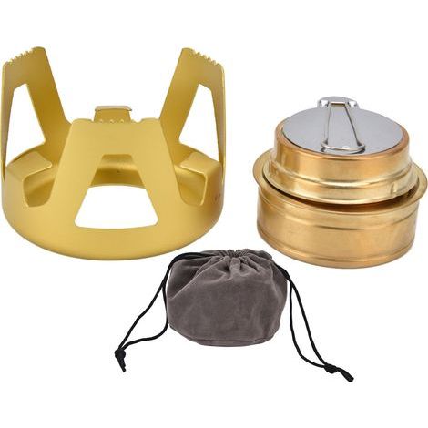 Réchaud de camping anti-vent, alcool liquide vaporisable, portable avec support, pour extérieur, jaune (1/5)