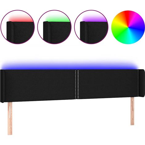 Maison Exclusive - Cabecero con LED de tela negro 183x16x78/88 cm (1/5)