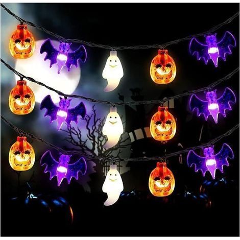 Citrouille Guirlande Lumineuse Halloween Decoration Lumineuse 20LED 3m Décorations À Piles Fête Citrouille Fantôme BANDEROLE (1/5)