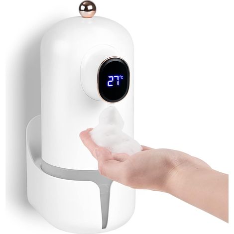 Distributeur de Savon Automatique Mural, Distributeur de Savon électrique avec USB, Distributeur de Savon Moussant sans Contact 300 ML, Distributeur de Savon avec Capteur pour Cuisine, Salle de Bain (1/5)
