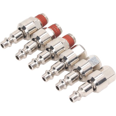 Raccord rapide 6 pièces pour flexible d'air, acier inoxydable, filetage NPT 1/4 pouce, mâle et femelle, connecteurs pneumatiques durables (1/5)