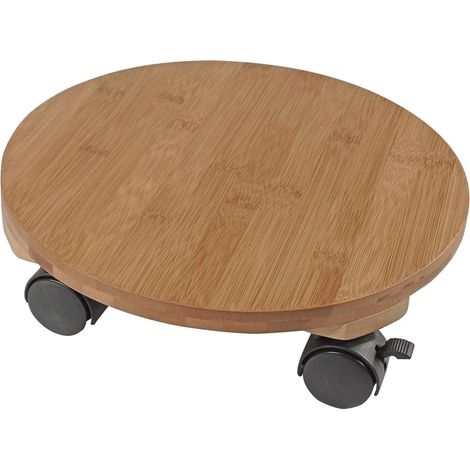 Soporte con Ruedas para Macetas Nature Bambú (Ø 30 x 8 cm) (1/4)