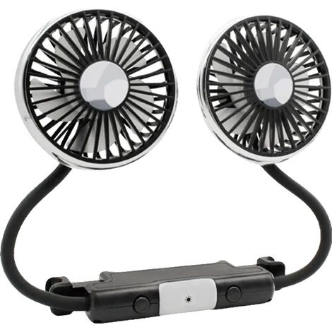 Ventilador para coche, doble cabezal, alimentado por USB, GRIS (1/2)