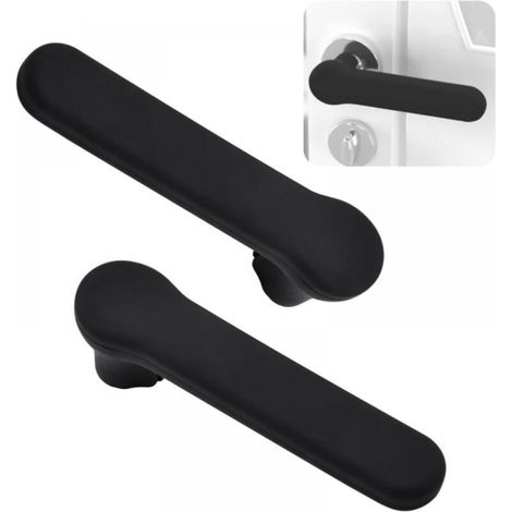 2 Pack Silicone Door Handle Covers, Anti-Static Protector for Square Door Levers, Matte Black (1/5)