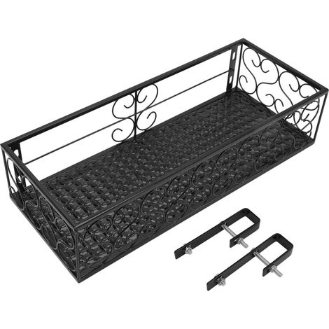 Eosnow Balkon-Blumenregal, hängender Blumentopf-Aufhänger, hängender schmiedeeiserner Zaun, Innen-Fensterbank, Sukkulenten-Regal, geeignet für 2,5 cm Geländer