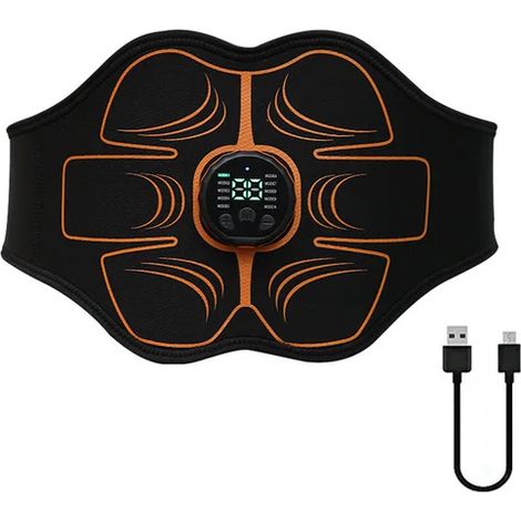 EMS-Bauchmuskeltrainingsgürtel, Muskelstimulator für den Bauch, elektrischer Bauchgürtel zur Stärkung und Straffung der Bauchmuskulatur, USB-Massagegerät für das Heim-Fitnessstudio00207-AquaForge