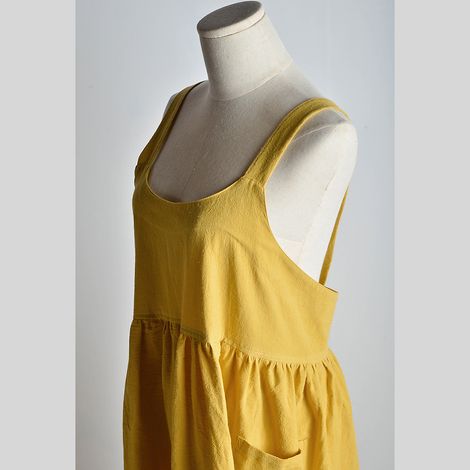 Tablier de cuisine pour femmes avec 2 poches avant, coton et lin, idéal pour cafés et fleuristes (1/5)