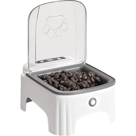 Distributeur automatique de croquettes – Programmée – Portions contrôlées – Chat et petit chien – Blanc (1/5)