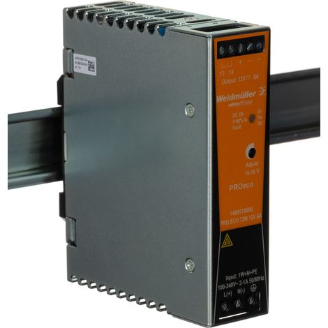 Alimentation pour rail DIN Weidmuller, série PRO ECO, 12V c.c.out 6A, 72W ( Prix pour 1 )