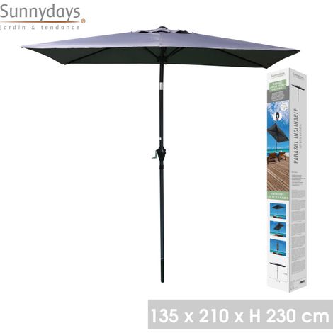 Parasol inclinable "Villa Verde" - Gris anthracite - P 135 x L 210 x H 230 cm - Livraison gratuite
