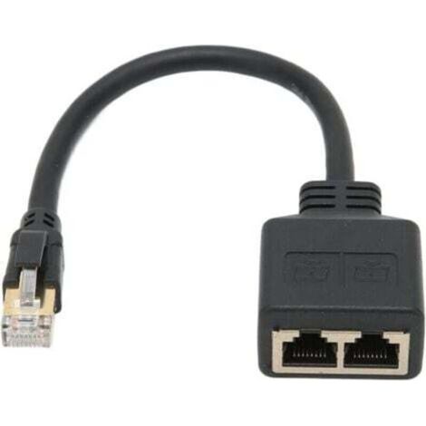 Adaptateur Répartiteur RJ45, Répartiteur D'adaptateur Ethernet 1 à 2 Ports Réseau RJ45, Adaptateur Répartiteur de Câble Réseau CAT8 pour Bureau à Domicile (1/4)