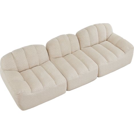 Sofá modular de 3 plazas sin estructura, espuma 32D de alta densidad, beige MODENUIT (1/5)