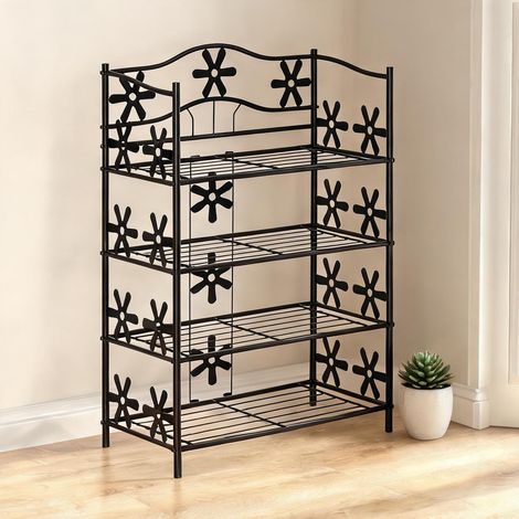 Étagère à plantes 4 niveaux en métal noir 59,5 x 30 x 92 cm (1/5)