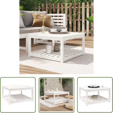 Furniture Limited - Table de jardin blanc 82,5x82,5x45 cm bois ma