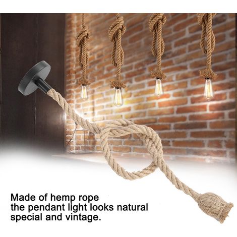 Cordon électrique chanvre 1m, douille E27, porte-ampoule suspendu DIY, kit décoration avec 1 support de lampe, fil textile rétro. (1/5)