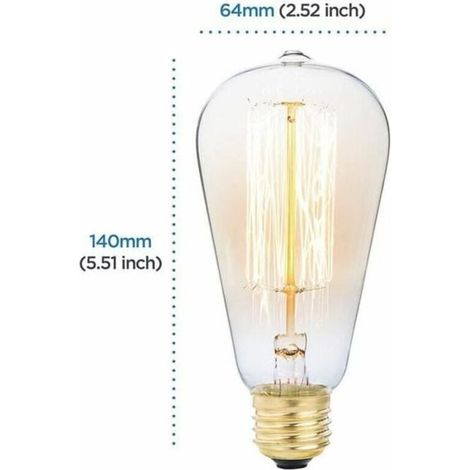 6x E27 60W Ampoule Edison Incandescent Bulb 220V ST64 Retro 64mm x 140mm