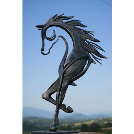 Statue de cheval en métal Sculpture maison ornement de jardin Figurine décor Art artisanat cadeau,2013.56cm