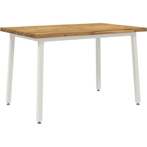 vidaXL 120 x 80 x 75 cm Legno di Acacia Massello Bianco (1/5)