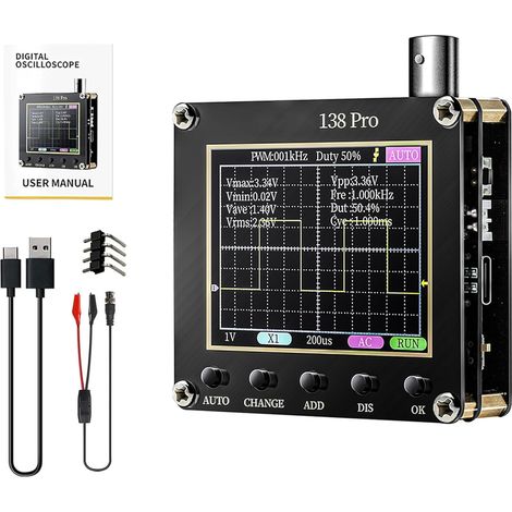Sollbry Osciloscopio portátil 138Pro, generador de señales digital de 2,4", ancho de banda de 200 kHz, frecuencia de muestreo de 2,5 MS/s (1/5)