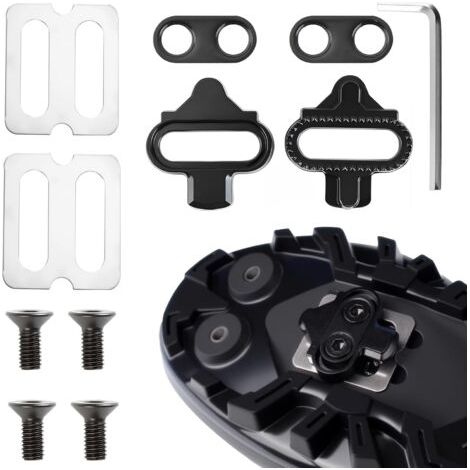 2 Pièces Cales Vélo Antidérapantes avec Plaques Grip, Cales Vélo 2 Trous, Set Cales Chaussures Pédales Automatiques, Compatible avec Pédales MTB SPD (SH51), pour Chaussures VTT et Cyclisme Indoor (1/5)